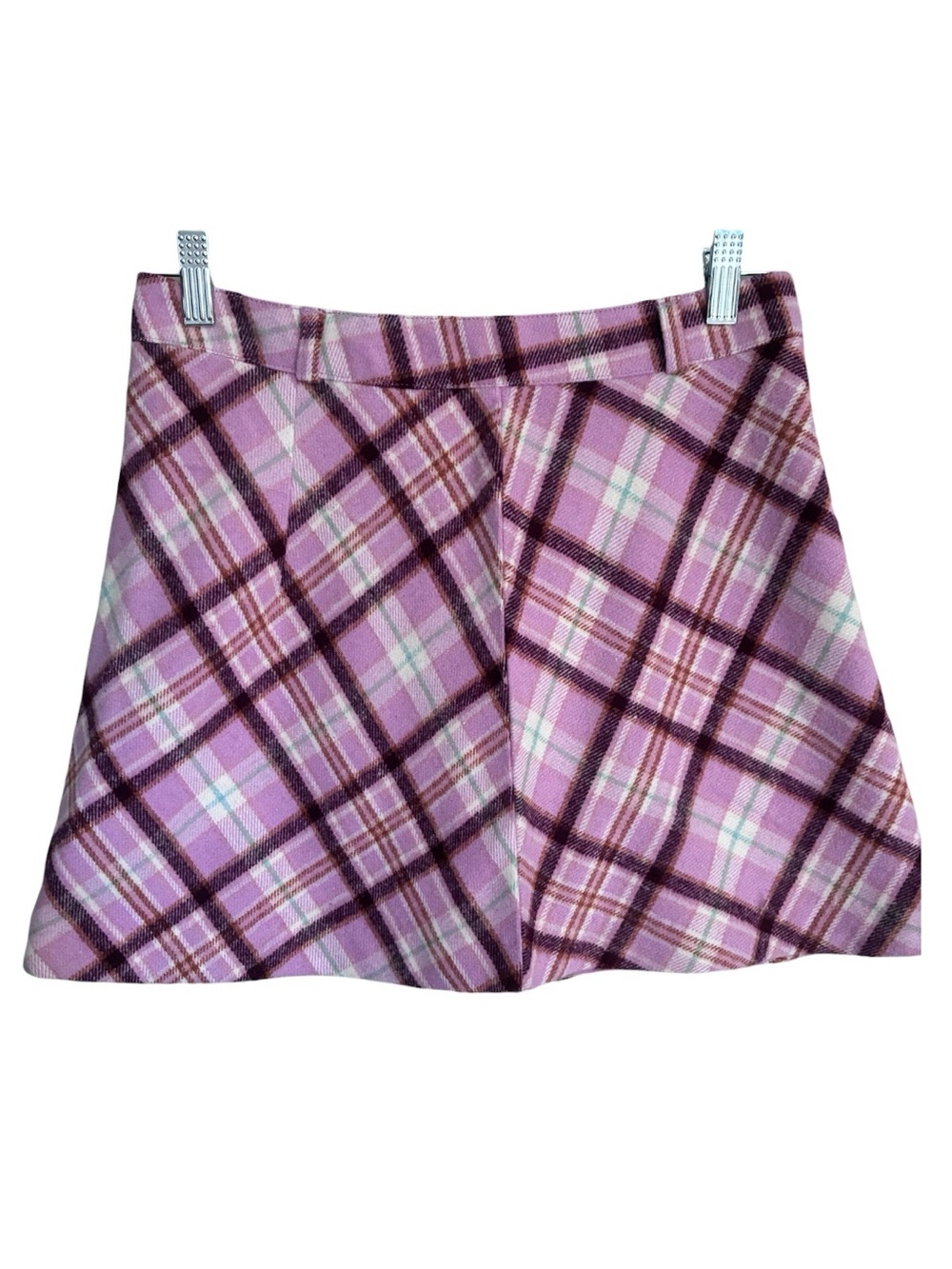 Forever 21 Y2K 2000s School Girl Preppy Purple Pink Pastel Plaid Mini Skirt Sz M
